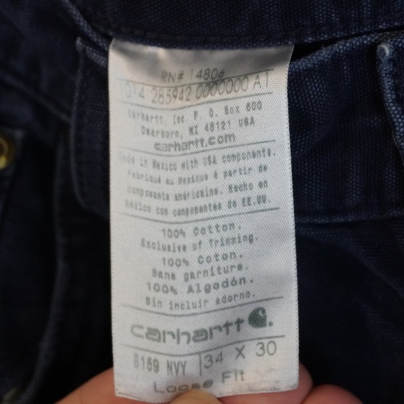 Carhartt Men's Loose Fit Dark Wash Carpenter Jeans 34x30 RN 14806 - Picture 5 of 8